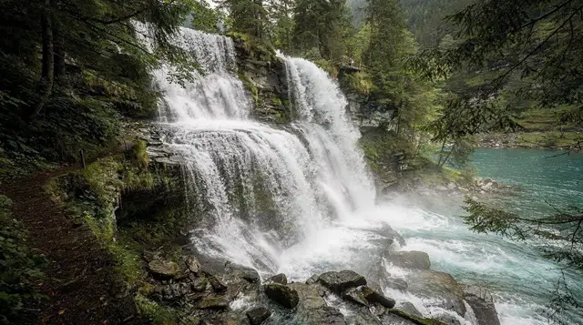 Giessbach Falls and the shore path to Iseltwald
